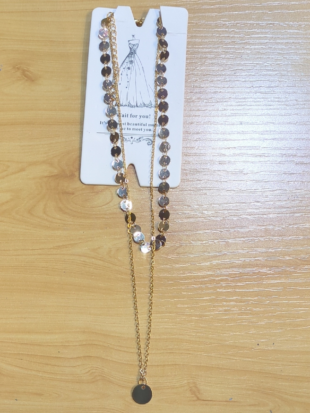 Gold Layered Disc Pendant Necklace - Women's Jewelry